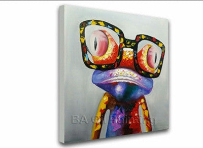 Cartoon Oil Painting on Canvas Abstract Animal Wall Art for Home Decoration 1pc Happy Frog 5cm strecth/ no frame-Dollar Bargains Online Shopping Australia