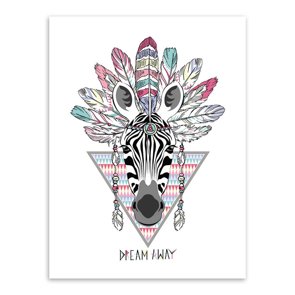 Indian Animals Head Hippie Fashion Deer Horse Zebra A4 Large Art Print Poster Wall Pictures Canvas Painting No Framed Home Decor-Dollar Bargains Online Shopping Australia