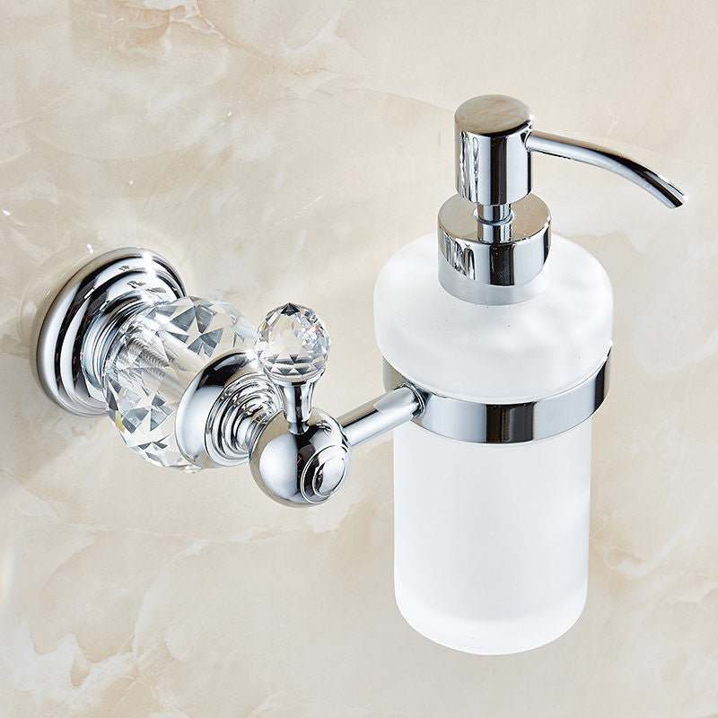 Luxury Crystal Silver Bathroom Accessories Set Chrome Polished Brass Bath Hardware Set Wall Mounted Bathroom Products TS1102-Dollar Bargains Online Shopping Australia