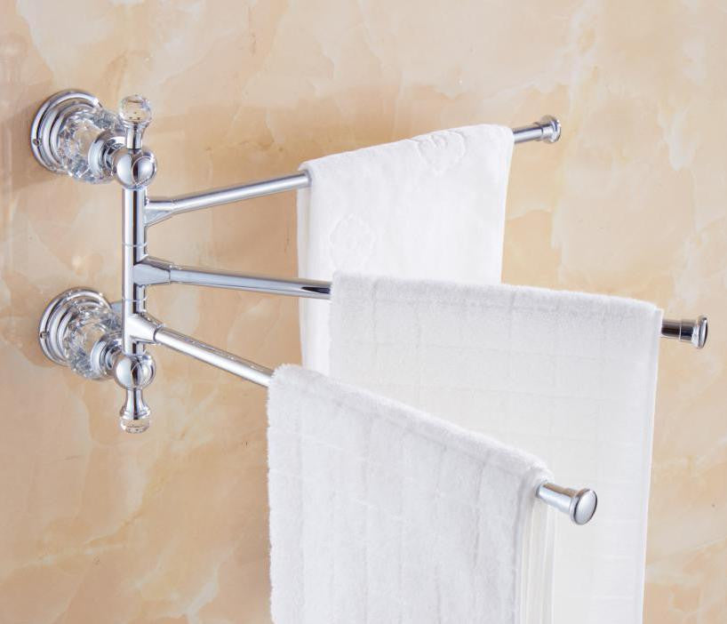 Luxury Crystal Silver Bathroom Accessories Set Chrome Polished Brass Bath Hardware Set Wall Mounted Bathroom Products TS1102-Dollar Bargains Online Shopping Australia