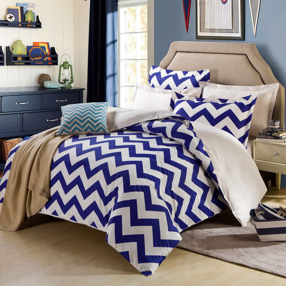 arrival 100% cotton blue stars 4pcs bedding set with duvet cover pillow case cotton fabric bed linen queen size-Dollar Bargains Online Shopping Australia