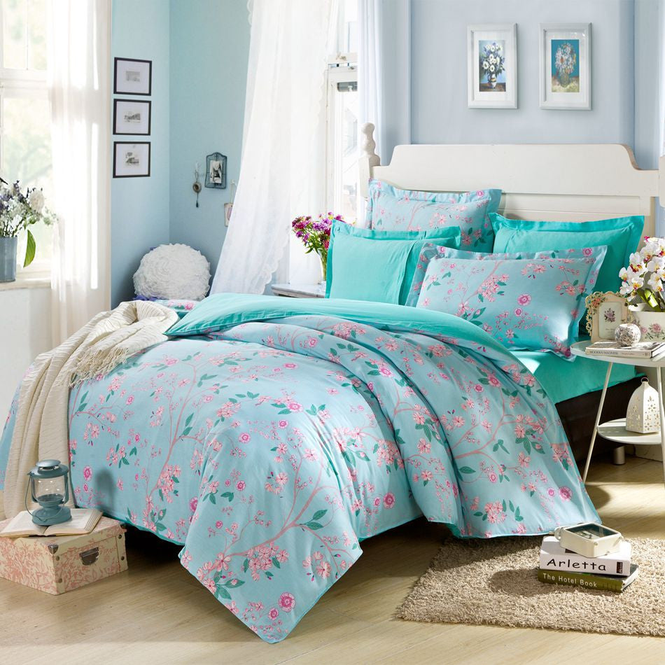 arrival 100% cotton blue stars 4pcs bedding set with duvet cover pillow case cotton fabric bed linen queen size-Dollar Bargains Online Shopping Australia