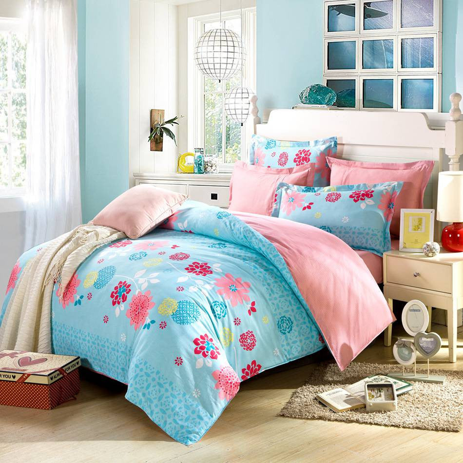 arrival 100% cotton blue stars 4pcs bedding set with duvet cover pillow case cotton fabric bed linen queen size-Dollar Bargains Online Shopping Australia