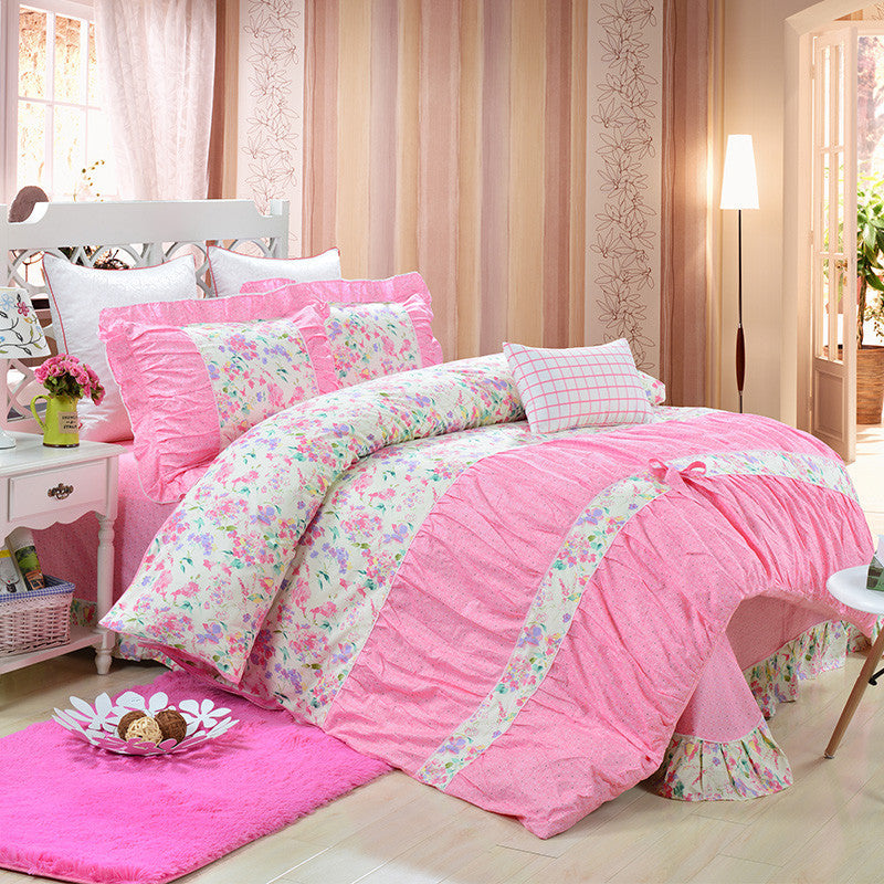 YADIDI 100% Cotton Classic Princess Polka Dot Girls Bedding Sets Bedroom Bed Sheet Duvet Cover Pillowcase Twin Queen King size-Dollar Bargains Online Shopping Australia