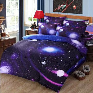 Moon Star Galaxy bedding sets twin full queen size Universe Outer Space 4pc duvet cover set with bedsheet pillowcases-Dollar Bargains Online Shopping Australia