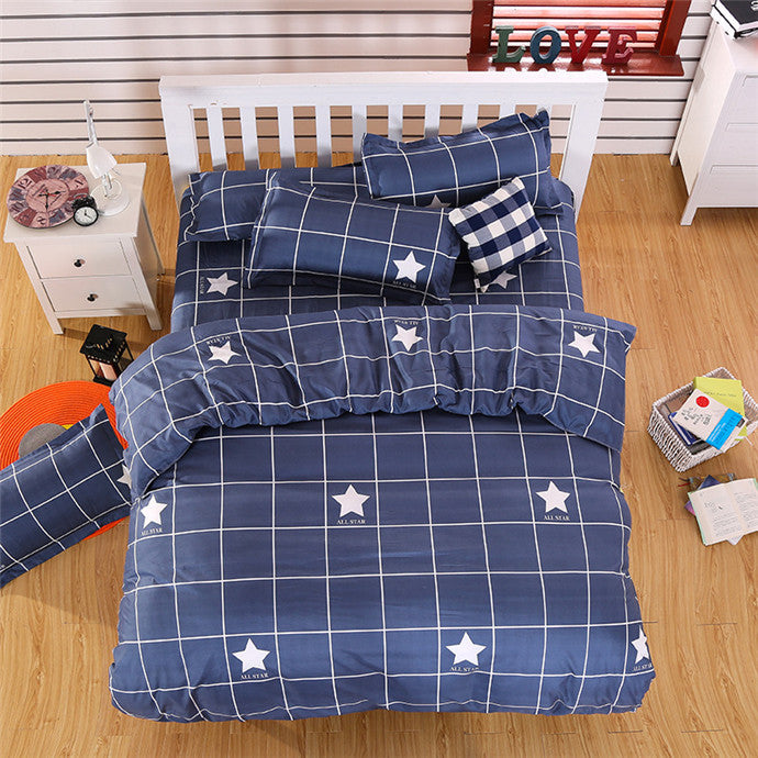 4Pcs Home Wedding 3D Bedding Sets Flowers Cotton Bedding Set King Size Bed Sheet Duvet Cover Pillows Quilt No Comforter-Dollar Bargains Online Shopping Australia