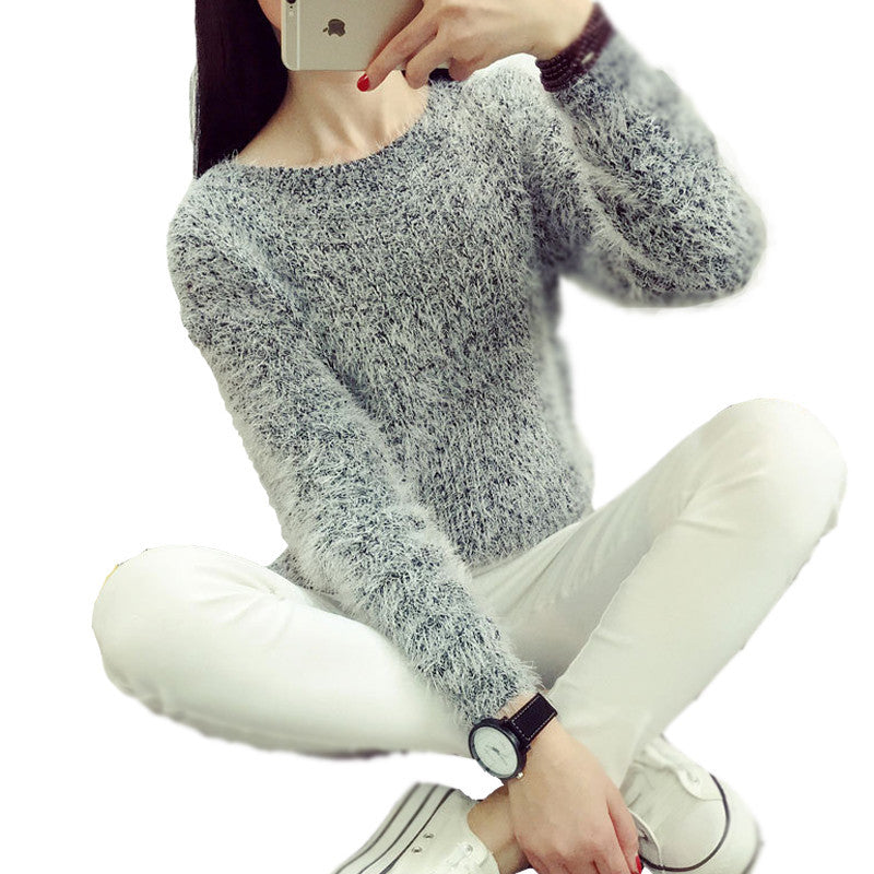 Sweater Women Fashion Winter Autumn Warm Mohair O-Neck Women Pullover Long Sleeve Casual Loose Knitted Bottoming Tops B99-Dollar Bargains Online Shopping Australia