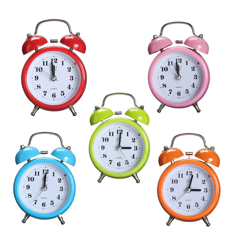 Portable Fashion Classic Silent Double Bell Alarm Clock Quartz Movement Bedside Night Light Best Quality-Dollar Bargains Online Shopping Australia