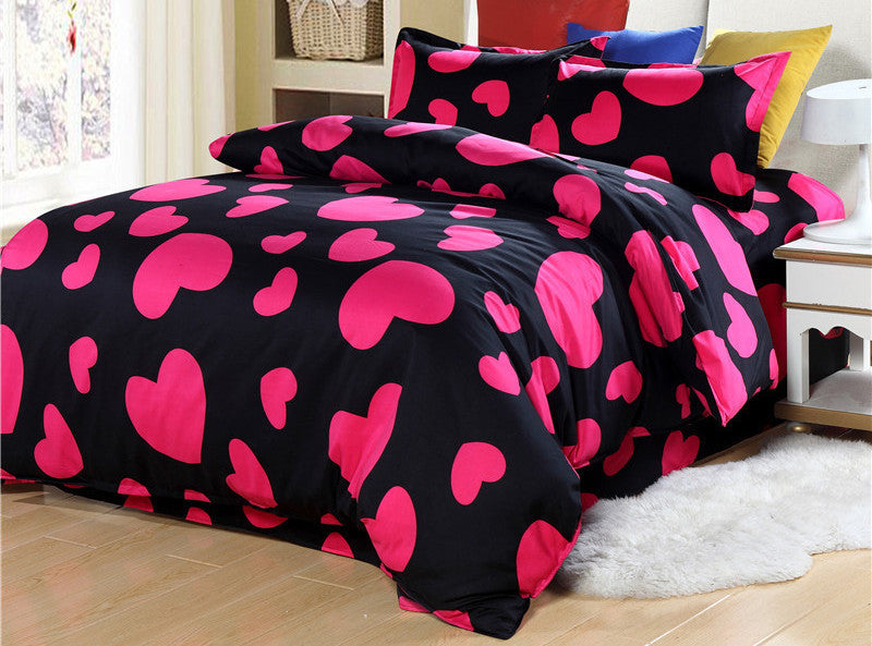 Love Heart bedding sets 3pcs/4pcs twin full queen star starry sky duvet cover set bedclothes polka dot red black yellow #2-Dollar Bargains Online Shopping Australia