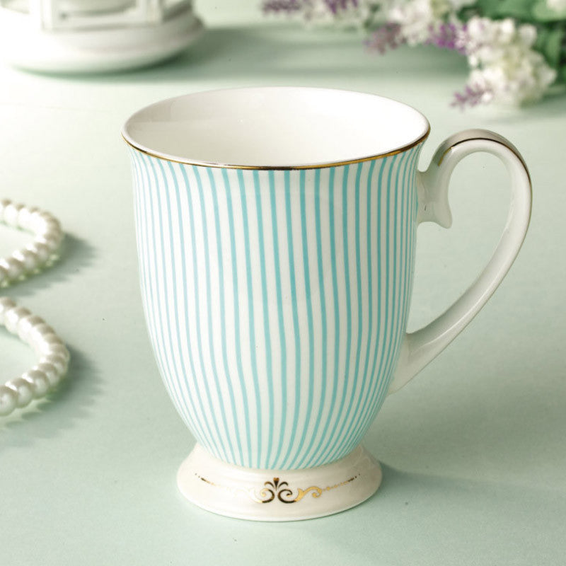 British Purified Bone Coffee Mug Quality Goods Gold Plating Ceramic Cup Fashion Striped Design-Dollar Bargains Online Shopping Australia