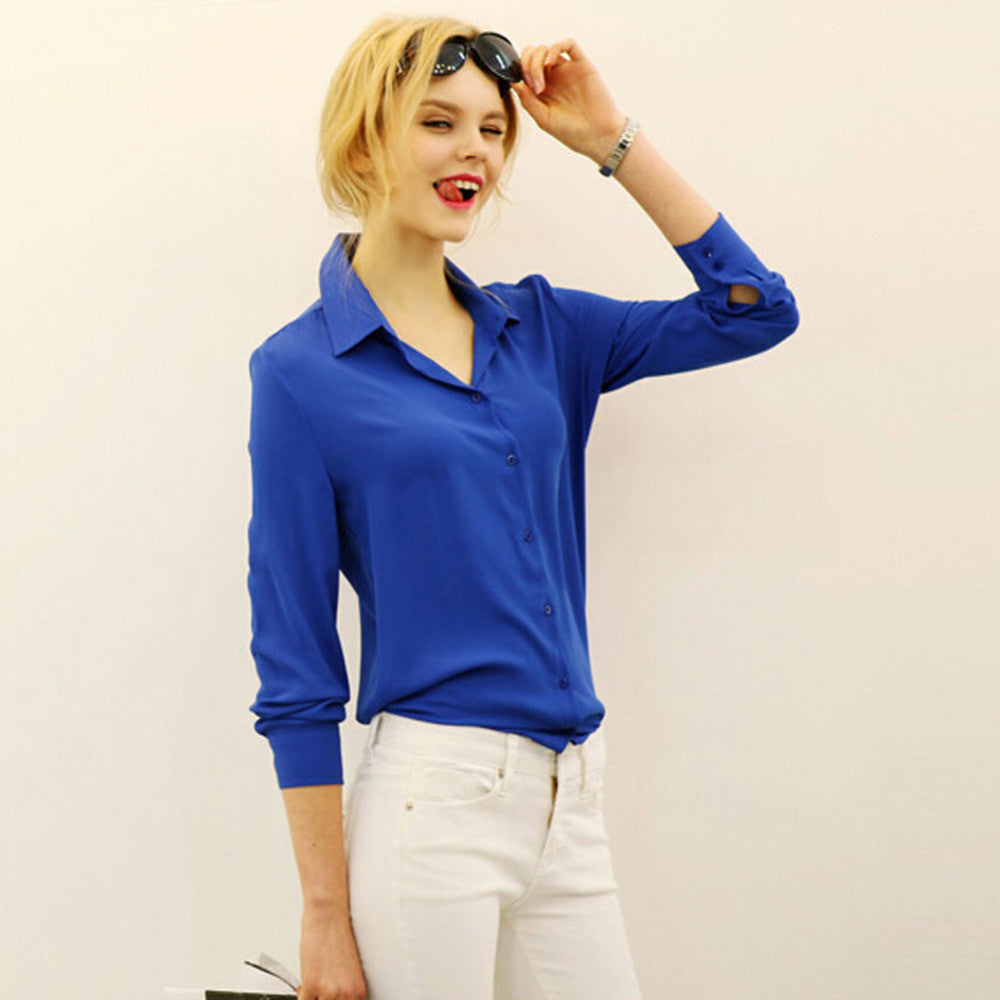 work wear women shirt blouse casual solid elegant ladies chiffon office blouse top fashion summer formal Blusas Femininas-Dollar Bargains Online Shopping Australia