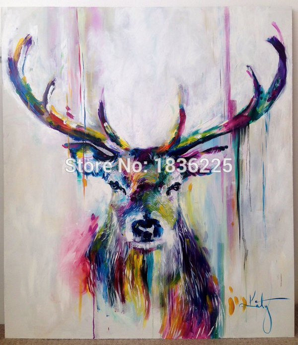 Handmade Items Colorful Abstract Paintings Animals Oil Painting Deer Oil Paintings Wall decor Wallpapers Home Decor Unframed-Dollar Bargains Online Shopping Australia