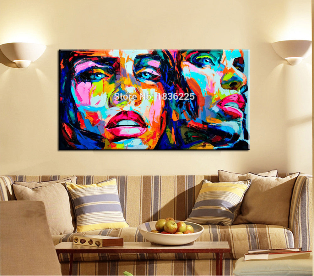 Nielly Francoise art work hand-painted oil wall moonlight face art home decoration Modern Abstract oil painting on canvas unframed-Dollar Bargains Online Shopping Australia