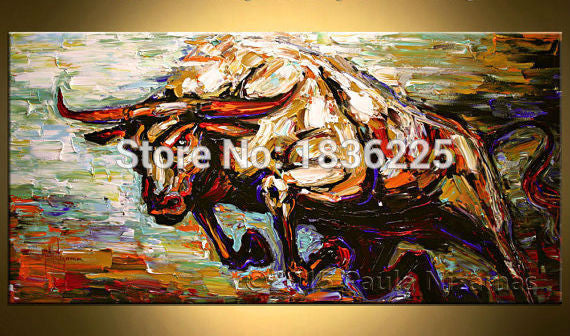 High Skills Artist 100%Hand-painted Abstract Bull Oil Painting On Canvas Handmade Bull Painting For Office Decoration Unframed-Dollar Bargains Online Shopping Australia
