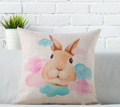 Linen Animals pink rabbit Print Cushion Home Sofa Car Decorative Pillow Decor Pillow-Dollar Bargains Online Shopping Australia