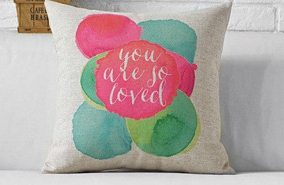 Creative watercolor Pink Love Pillow Red Cushion Couples gift Linen pillowcase sofa cushions home decorative Pillows-Dollar Bargains Online Shopping Australia