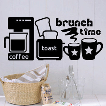 Coffee Shop Vinyl Wall Decal Quote Brunch Time CoffeeToast Office Machine Art Wall Sticker Coffee Shop Window Wall Decoration-Dollar Bargains Online Shopping Australia