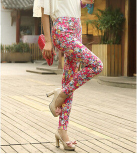 Women Summer Capris M L Plus Size 6 Color ,Young Girl Slim Floral Pant