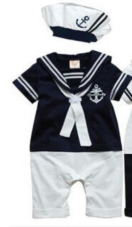 fashion Summer born navy style baby romper suit kids boys girls rompers+hat body summer short-sleeve sailor suit-Dollar Bargains Online Shopping Australia