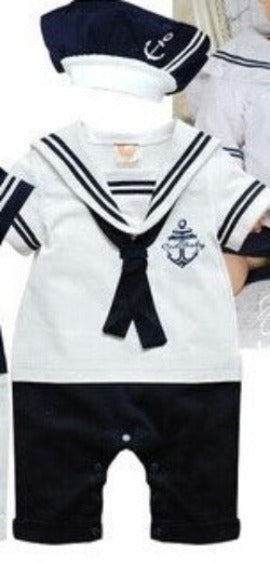 fashion Summer born navy style baby romper suit kids boys girls rompers+hat body summer short-sleeve sailor suit-Dollar Bargains Online Shopping Australia