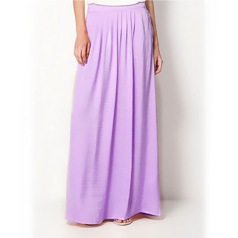 Woman Satin Long Skirt Elastic Waist Floor-Length Maxi Skirts Female Plus Size Ladies Bohemia Pleated saia skirts For Women-Dollar Bargains Online Shopping Australia