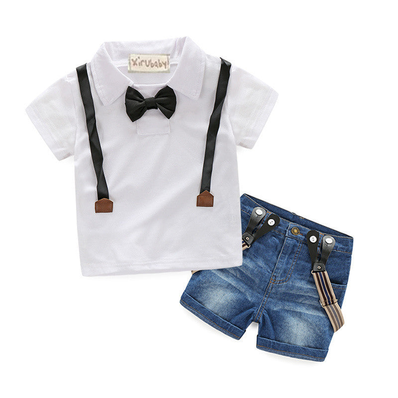 Gentleman young children casual summer boys clothing sets shirt + jeans 2pcs boys suits child suit-Dollar Bargains Online Shopping Australia