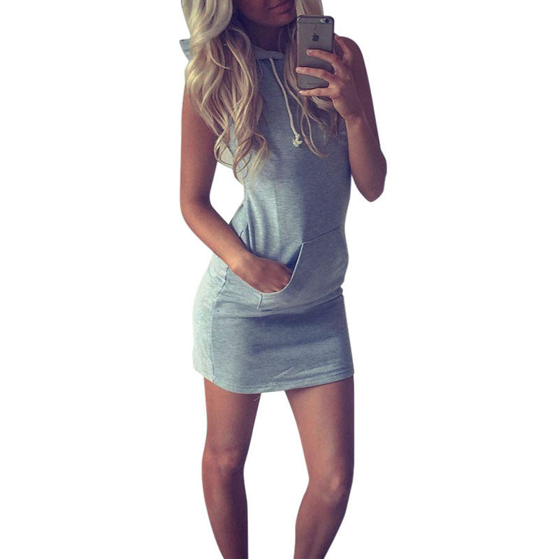 Summer Women Ladies Casual Shirt Hooded Dress Sundress robe Vintage Sexy Slim Bodycon Party Night Club Dresses Z2-Dollar Bargains Online Shopping Australia