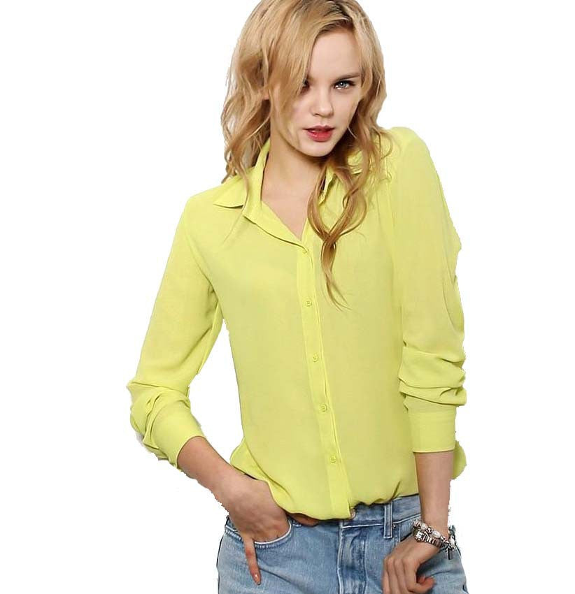 Women Blouses Button 5 Solid Color Long-sleeve Shirt Female Chiffon blouse Women's Slim Clothing blusas feminina-Dollar Bargains Online Shopping Australia