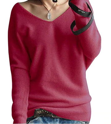 autumn winter cashmere sweaters women fashion v-neck sweater loose 100% wool sweater batwing sleeve plus size pullover-Dollar Bargains Online Shopping Australia