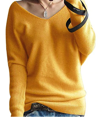 autumn winter cashmere sweaters women fashion v-neck sweater loose 100% wool sweater batwing sleeve plus size pullover-Dollar Bargains Online Shopping Australia